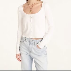 J. Crew cropped scoop neck button up ribbed cardigan size S